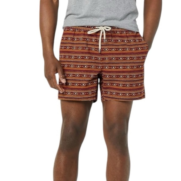 GoodThreads Tobacco Brown Line Geo Print Pull On Slim Fit Shorts Size XXL - Picture 3 of 11